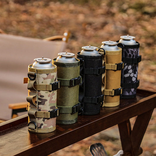 Outdoor camping gascar type stove gas tank protector non-slip anti-impact gas cylinder velcro storage bag protector cover