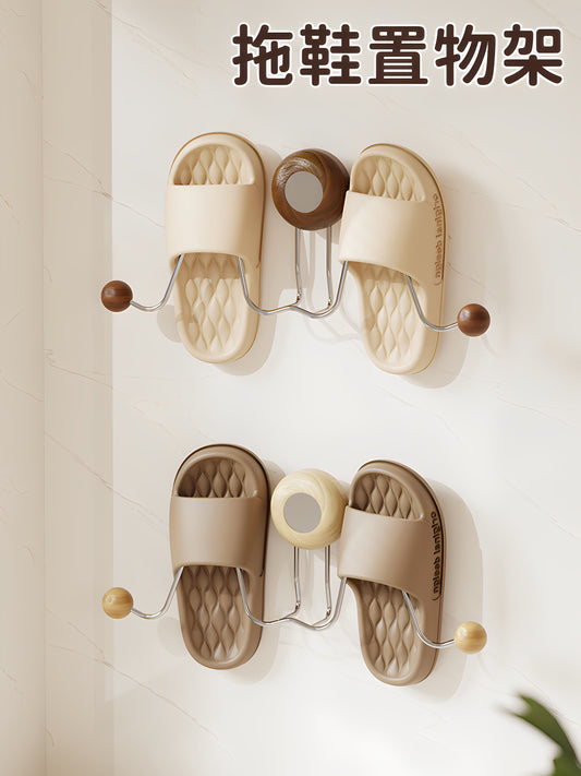 Punching-free wall hanging slippers hanging rack home bathroom slipper rack toilet slipper special wall drain rack Y