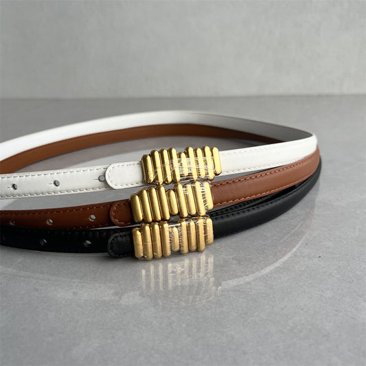 Export of South Korea high-quality cowhide women's thin belt genuine leather versatile high-end accessories dress waist seal small belt