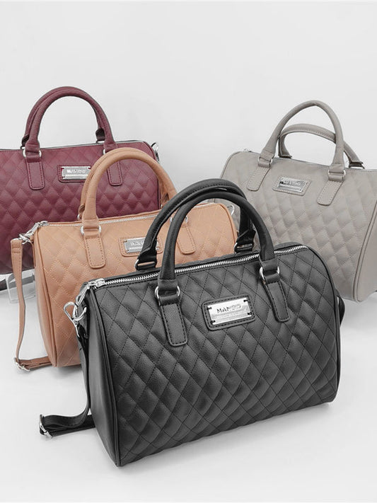 Export to Spain single foreign trade bag diamond lattice pillow bag women's Boston bag hand-held crossbody bag large capacity commuter bag