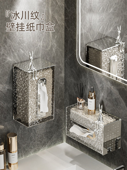 Light luxury face towel storage box, tissue box, wall-mounted kitchen, toilet, bathroom, bathroom, living room, high-end paper drawer