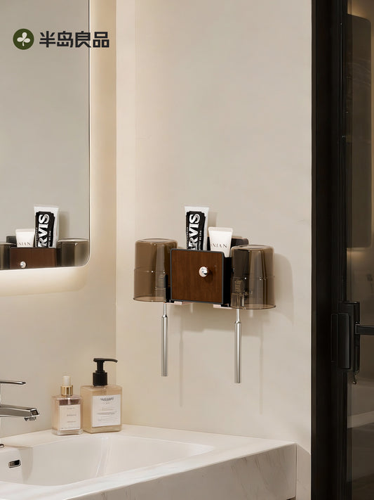 Peninsula good suction cup, toothbrush storage rack, bathroom washbasin, mouthwash cup, toothbrush cup storage wall-mounted hanger