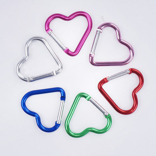 Heart-shaped colorful backpack keychain, aluminum alloy heart-shaped hook accessory, outdoor small carabiner