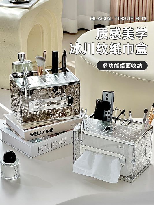 Paper towel box, living room, high-end light luxury creative paper drawer box, coffee table, multi-function remote control storage box, household drawer box