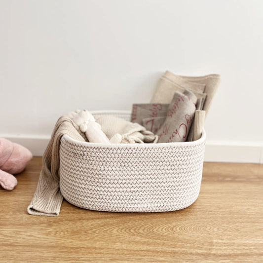 Cotton thread woven basket storage basket, desktop sundry organizer box, remote control, cosmetics storage basket, underwear basket, storage basket
