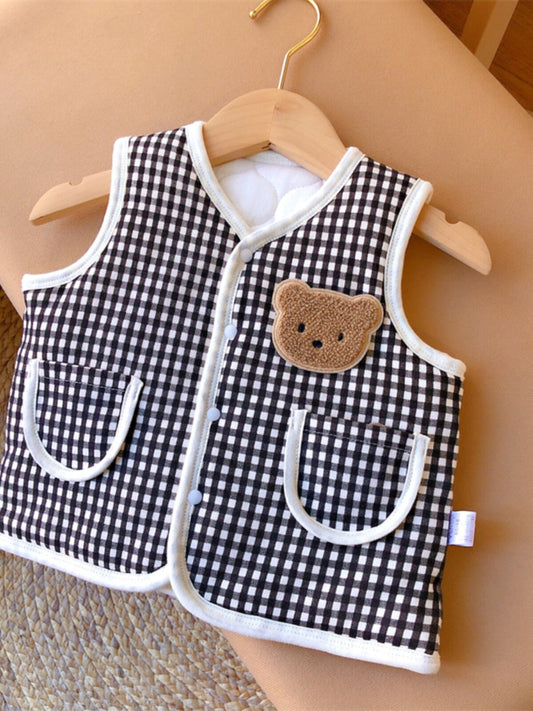 Small vest baby autumn and winter small month-old baby vest padded on the outside, boys and girls baby warm vests on the inside