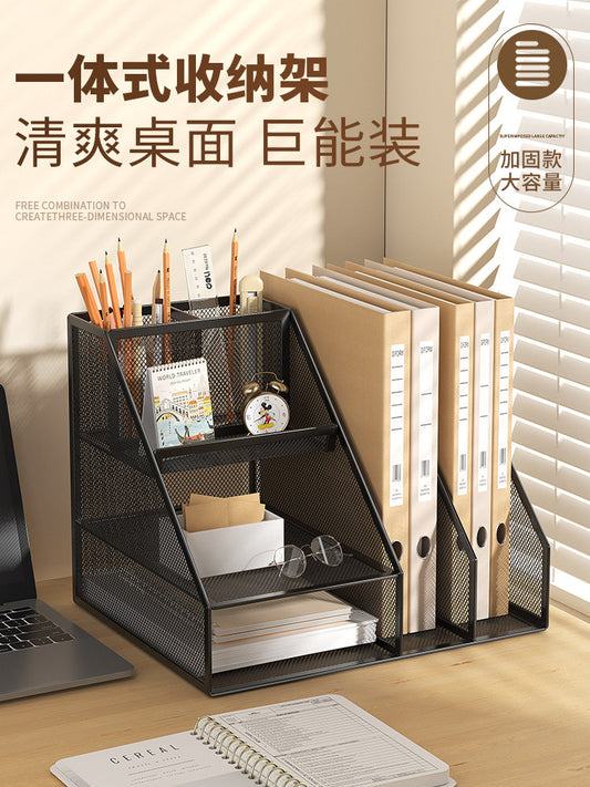 Metal file frame, document shelf, office iron file shelf, desk shelf, document bookshelf, vertical desktop, stationery, data organizing storage shelf, book vertical folder, office supplies