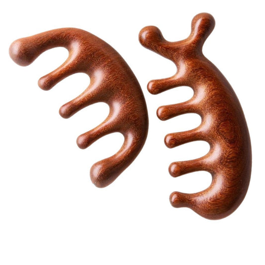 Massage comb, sandalwood meridian, anti-acupoint head massage, hair loss, universal five-finger massage comb, head and neck scraping
