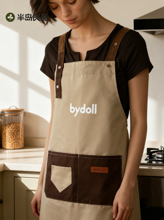 Apron kitchen home 2025 new oil-proof waterproof breathable canvas women's work clothes catering work cover-up