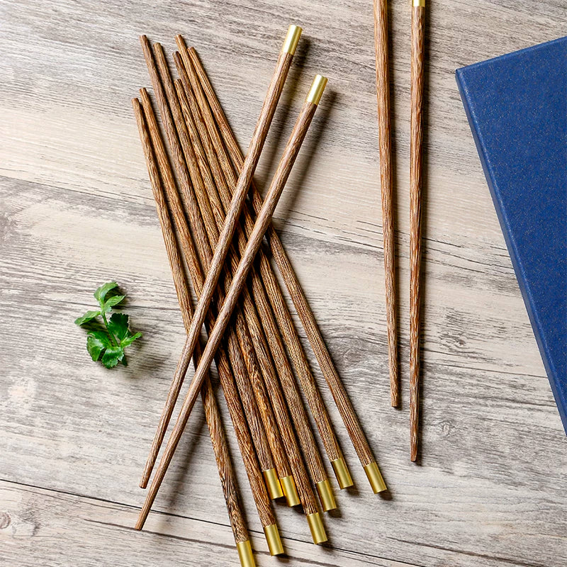 European and American Kefu chopsticks household wenge chopstick set, paint-free, wax-free, non-slip, high-temperature resistant solid wood fast-wood tableware