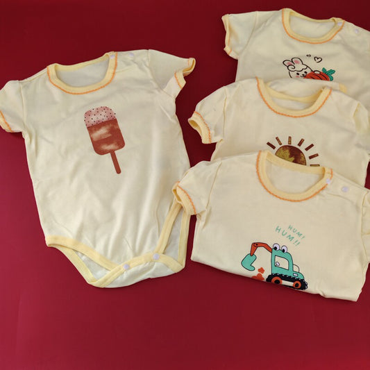 Daily single* small wooden horse cottoli short-sleeved ha suit crawling suit summer style fart wrap triangle one-piece climbing suit slightly flawed 8090