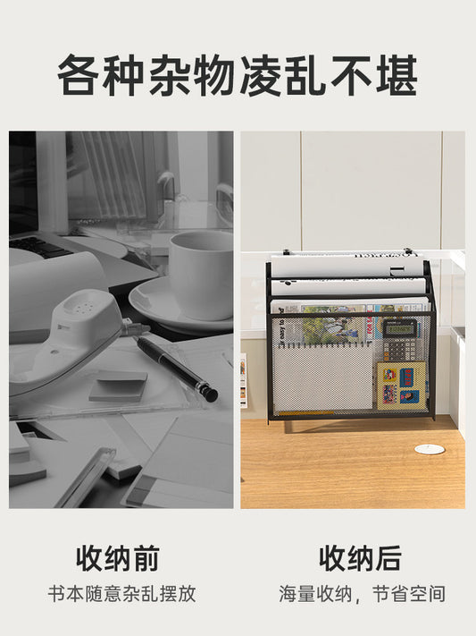 A4 Office screen storage basket workstation wall-mounted folder storage shelf, wall metal multi-function partition data shelf, multi-layer magazine and newspaper shelf, desktop shelf hanging stationery and book stand