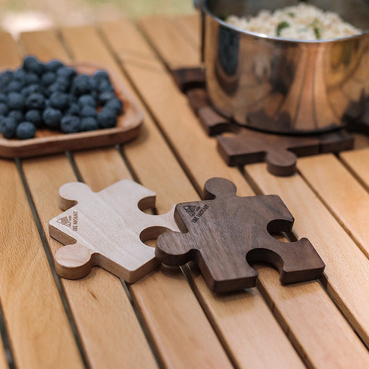 outdoor camping wooden coaster beech wood insulation mat walnut wood mat coffee creative puzzle coaster wooden teacup holder