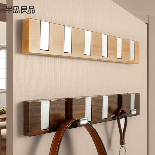 Hook behind the door, non-perforated clothes, bag storage rack, bedroom door, wood grain coat hook storage, hanging hanger on the door