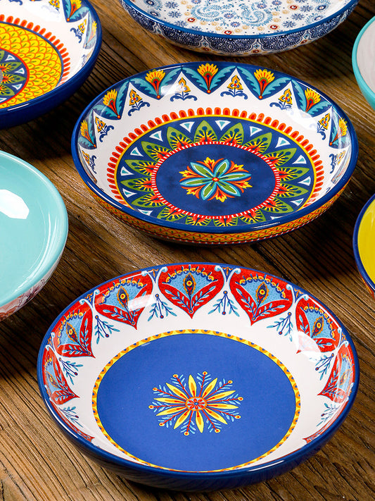 European ceramic salad pasta plate creative high value round deep dish home soup dish personalized restaurant dinner plate