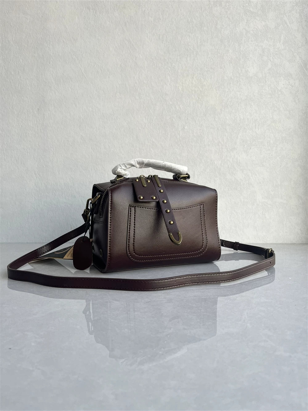 Foreign trade export new top-layer cowhide pillowcase fashion and versatile retro high-end leather shoulder crossbody women's bag