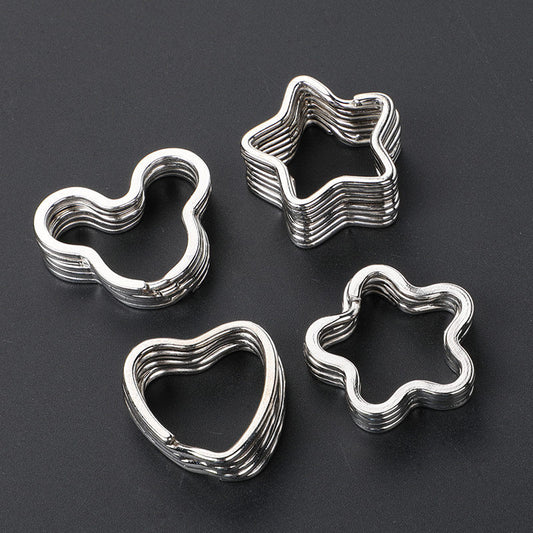 Creative DIY hook with key ring heart shape Mickey Mouse five-pointed star nickel-plated iron ring keychain