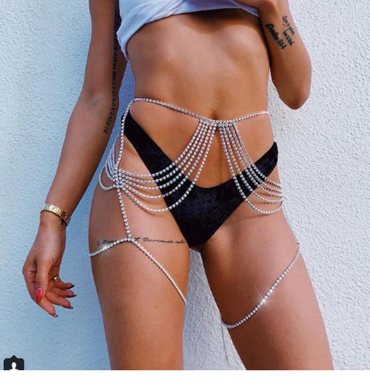 Coco witch pure desire fashion sexy tassel nightclub bar performance decoration body chain thigh chain waist chain girl