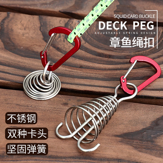 Outdoor camping octopus rope buckle camping deck nail stainless steel fixed tent rope buckle plank hook spring wind rope hanging