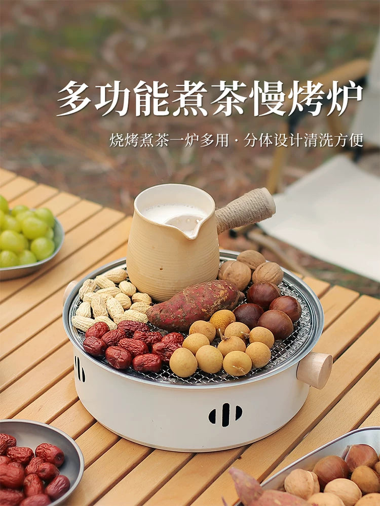 Cooking tea roasting stove set around the stove portable family round charcoal stove charcoal stove outdoor heating small barbecue grill