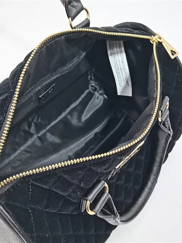 Velvet Lingsta Boston Handbag Women's Versatile Commuter Large Capacity One Shoulder Crossbody Bag Simple Niche Design Bag