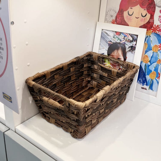 Creative imitation rattan storage basket, desktop utility box, remote control organizer box, living room coffee table, bedside entrance storage box