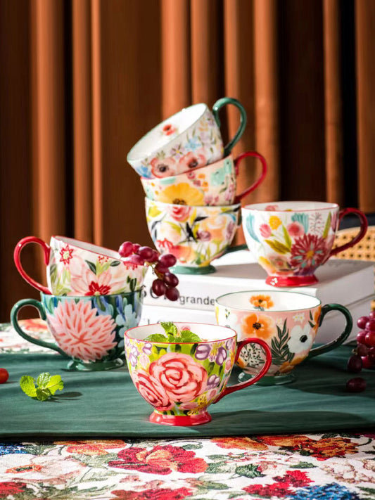 American Painted Ceramic Breakfast Cup 2025 New Milk Cereal Cup Creative Couple Cup High Looks