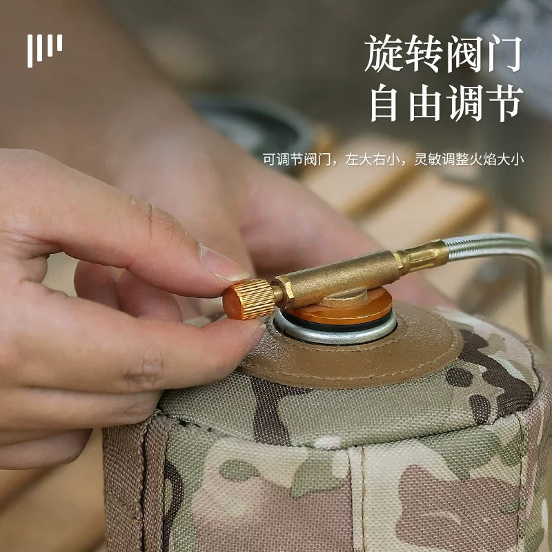 Outdoor windproof stove camping stainless steel live lighter stove foldable with valve three leg gas tank burner
