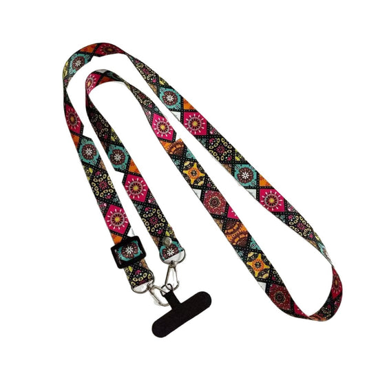 High-end retro mobile phone lanyard universal mobile phone case halter neck adjustable long totem strap rope crossbody hanging rope woman