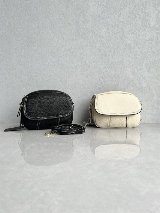 Genuine leather women's bag fashion new small round bag high-quality top layer cowhide Korean version simple mobile phone bag one-shoulder crossbody women