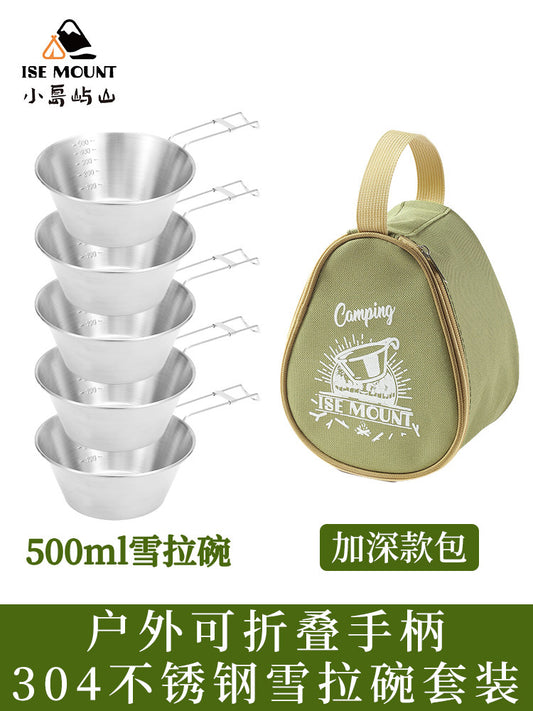 304 stainless steel sherads bowl set for camping and picnic special outdoor portable folding tableware and chopsticks storage set