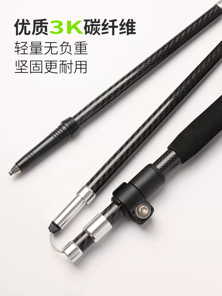 Outdoor 3k carbon fiber high-end five-section folding telescopic carbon trekking poles aluminum alloy ultra-short cane travel mountaineering