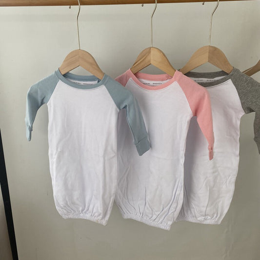 Clear warehouse pure cotton baby clothes color-blocked sleeping bags dressing gowns nightdresses long sleeve jumpsuits Pure cotton crawling clothes pajamas