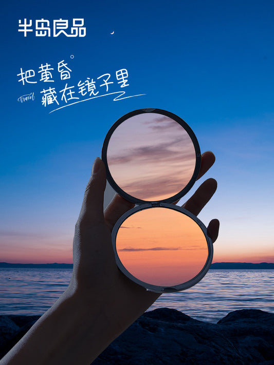 High-end zinc alloy small mirror, portable makeup mirror, folding double-sided mirror, hand-held mini round mirror, ultra-high-definition