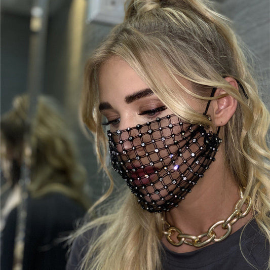 Sexy, hot, flirting, seductive, netting, nightclub, feng shui, rhinestones, masked jazz, dance, European and American personality ornaments, female