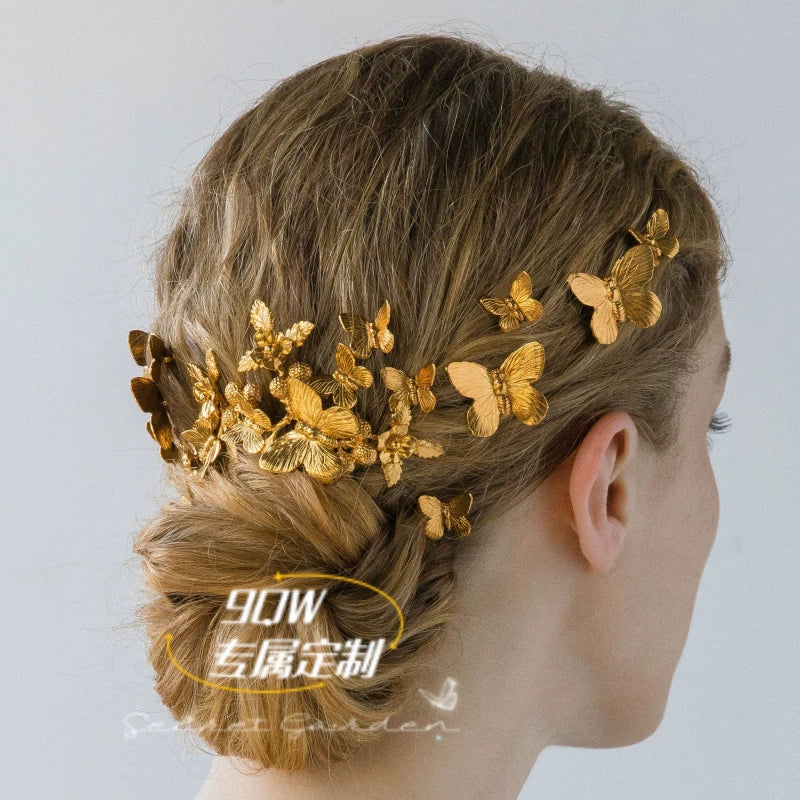 9QW self-made ins style light metal butterfly clip niche temperament high-end photo style hairpin side clip