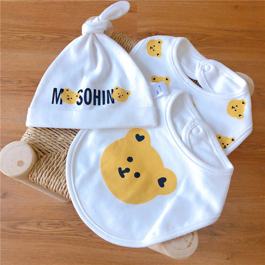 Newborn baby bib pure cotton anti-spitting cartoon Korean bib boy and girl baby saliva towel 2 pack four seasons