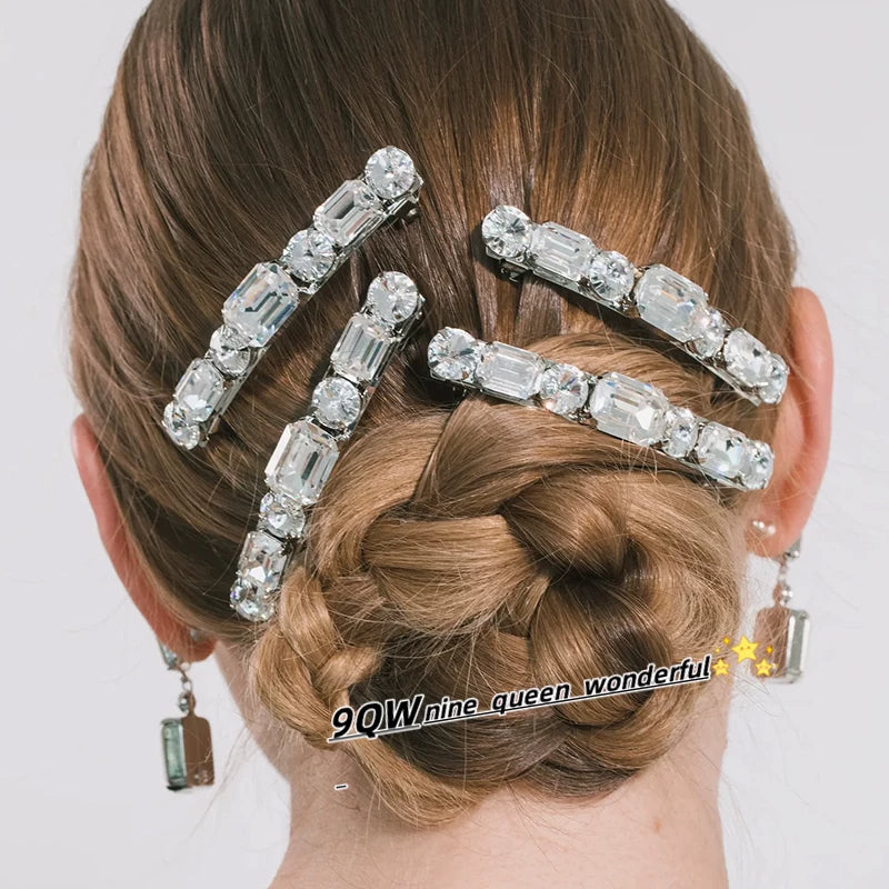 9QW European and American ins bloggers sugar cubes gem elastic chuck clips light luxury high-end hair accessories headwear fashion and versatile women