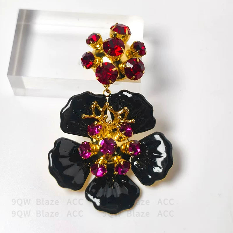 9QW Di Lieba's high-end color-blocking flower earrings 2025 new earrings light luxury design stud earrings