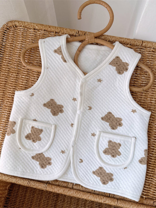 0-6 months baby vest inside and male and female baby vest outside, spring and autumn cotton warm shoulder newborn clothes