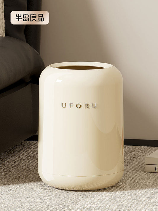 Light luxury trash can home living room kitchen bedroom 2025 new cream style paper basket office study storage bucket Y