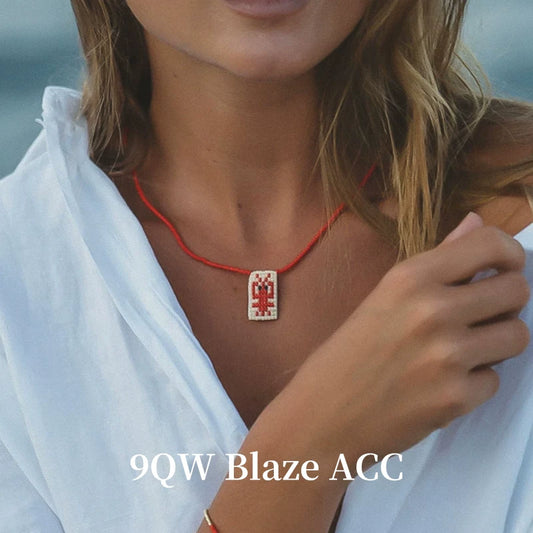 9QW European and American pixel retro style necklace sweet cool trendy play handmade beaded necklace layered versatile collarbone chain necklace