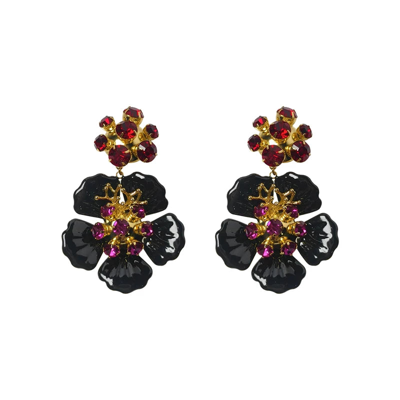 9QW Di Lieba's high-end color-blocking flower earrings 2025 new earrings light luxury design stud earrings