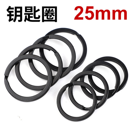 Pure black metal keychain 25mm key ring 30mm round jewelry accessories hanging ring connecting ring
