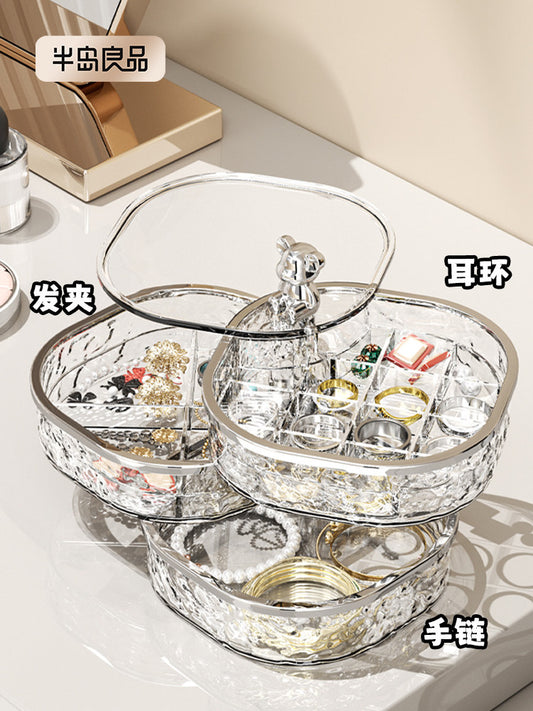 Jewelry Storage Box 2026 New High-end Exquisite Earrings, Necklaces, Stud Earrings, Hairpins, Jewelry Rotating Jewelry Box Y