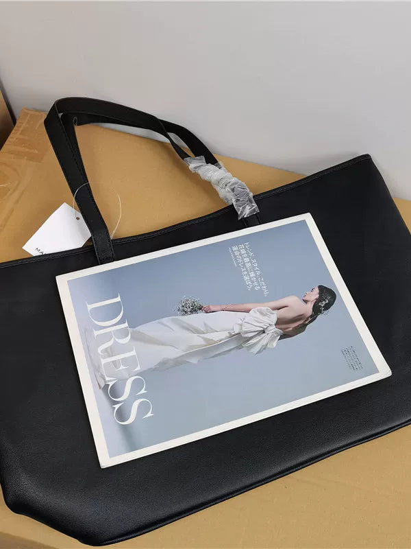 Foreign trade export black large capacity tote bag simple and versatile handbag commuting shopping practical women's bag handbag