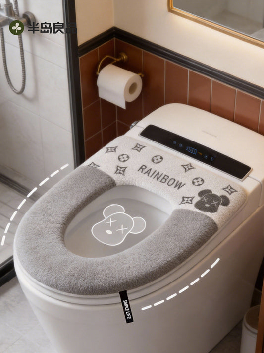 Toilet seat cushion universal four-season toilet cover, household waterproof gasket, zipper washable pad, winter thickened mat