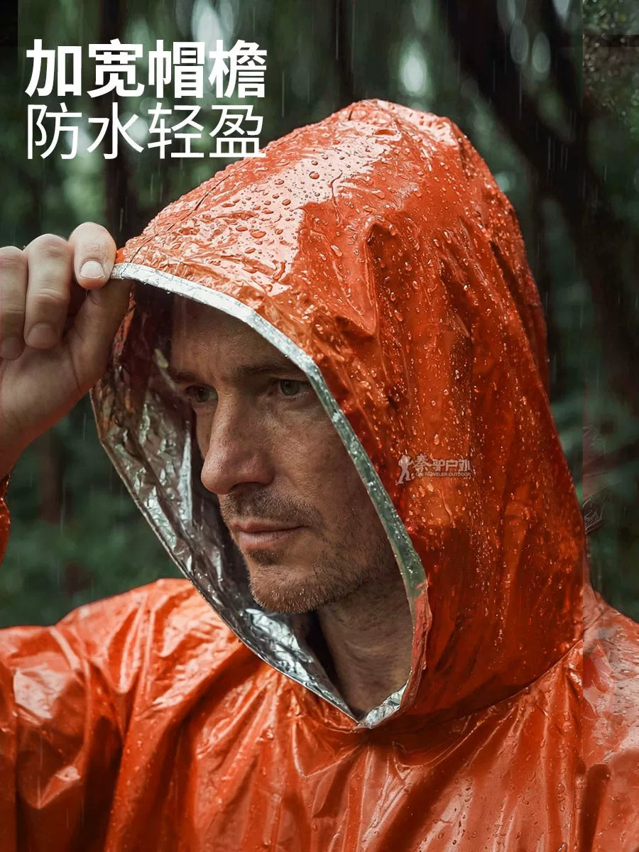 Portable outdoor multi-functional raincoat, first aid poncho, emergency warm blanket, thermal insulation life blanket, camping and mountaineering tourism