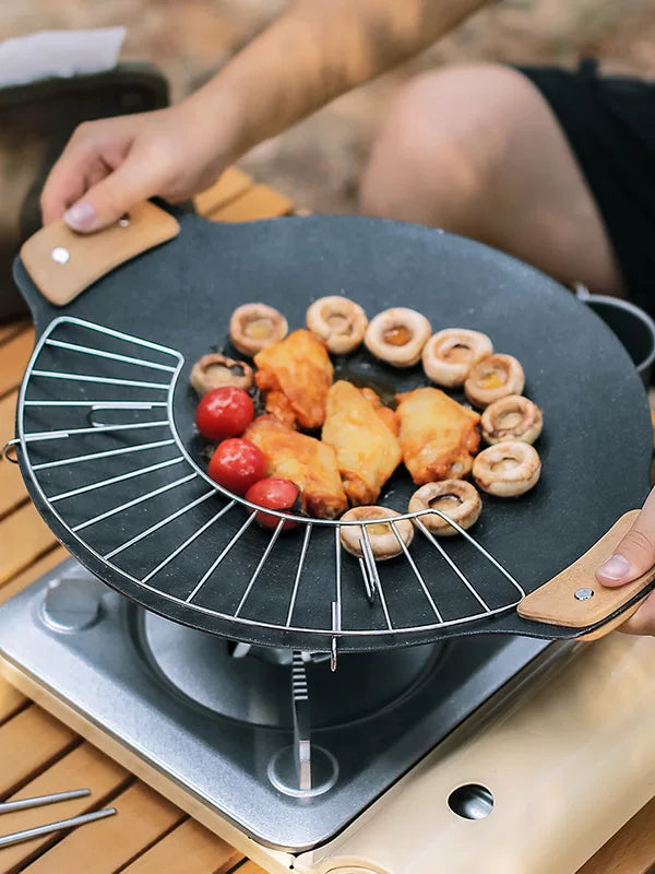 Outdoor BBQ Plate Handle Camping Accessories Anti-scalding Wooden Clamp Suitable for 29 and 33cm Maifan Stone Grill Pan Handle