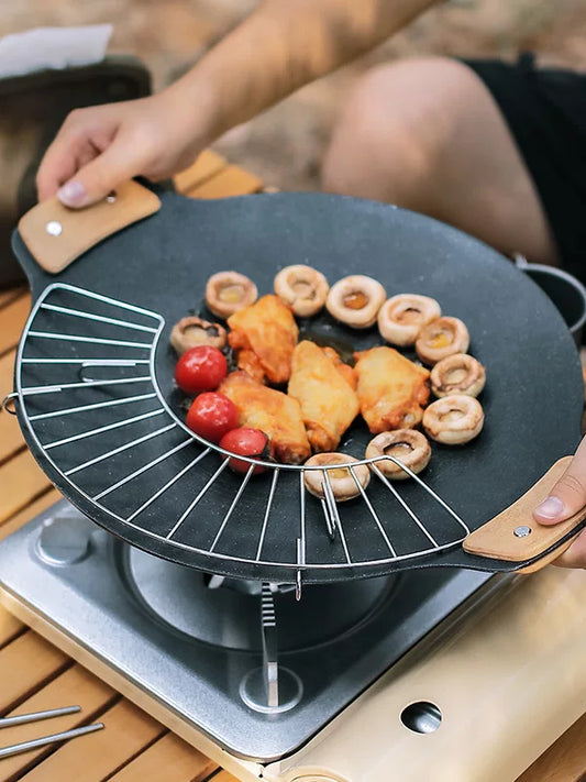 Outdoor BBQ Plate Handle Camping Accessories Anti-scalding Wooden Clamp Suitable for 29 and 33cm Maifan Stone Grill Pan Handle
